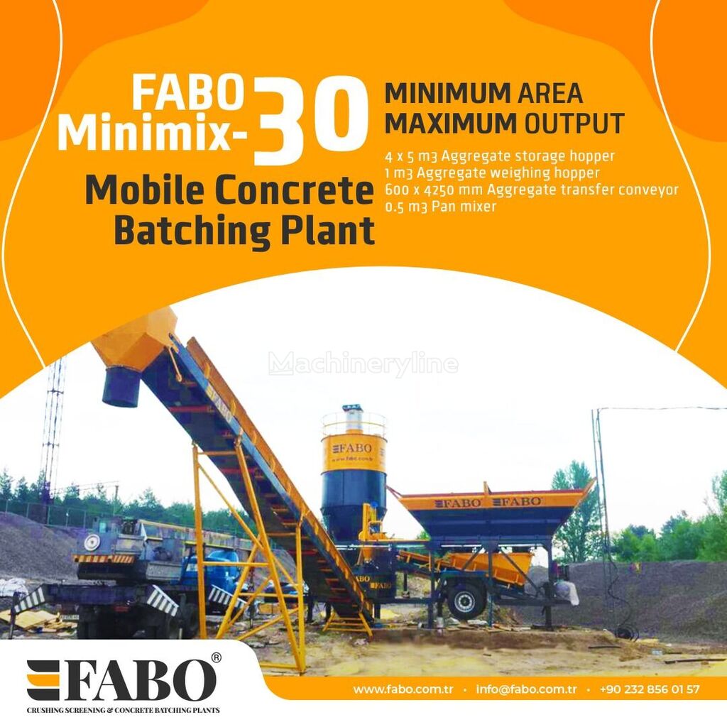 uudet FABO MOBILE CONCRETE PLANT CONTAINER TYPE 30 M3/H FABO MINIMIX  betoniasema