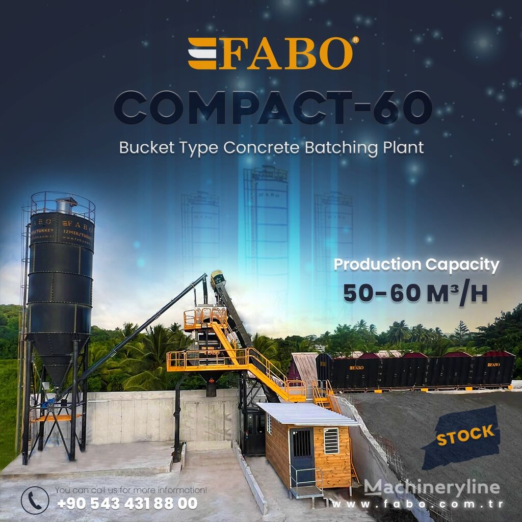 uudet FABO SKIP SYSTEM CONCRETE BATCHING PLANT | 60m3/h Capacity | STOCK betoniasema